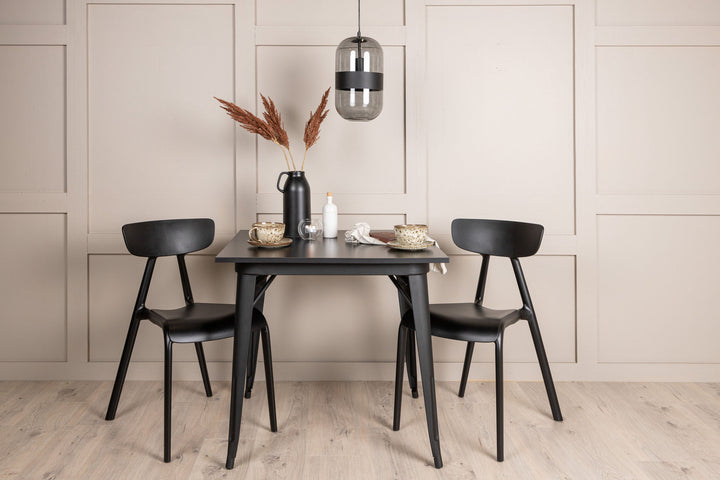 Venture Home Tempe Dining Table - Black / Black MDF +Ursholmen Dining Chair - Black Polypropylene _2