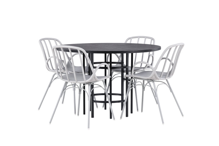 Venture Home Copenhagen Dining Table - Black / Black Veneer +Dyrön Dining Chair - Greige Polypropylene _4
