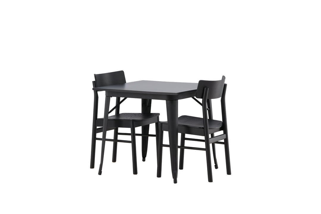 Venture Home Tempe Dining Table - Black / Black MDF +Montros Dining Chair - Natural / Natural Rubberwood _2
