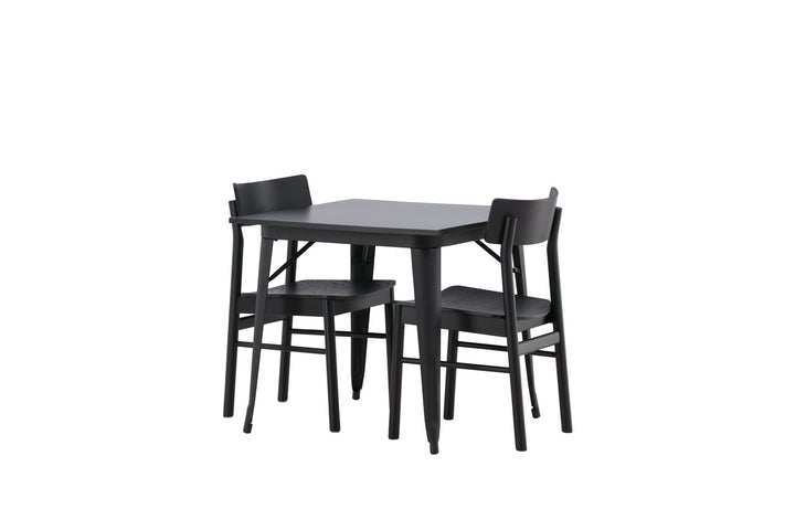 Venture Home Tempe Dining Table - Black / Black MDF +Montros Dining Chair - Natural / Natural Rubberwood _2