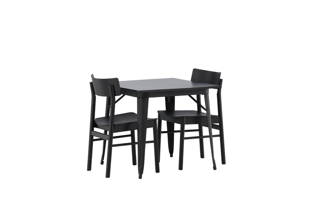 Venture Home Tempe Dining Table - Black / Black MDF +Montros Dining Chair - Natural / Natural Rubberwood _2