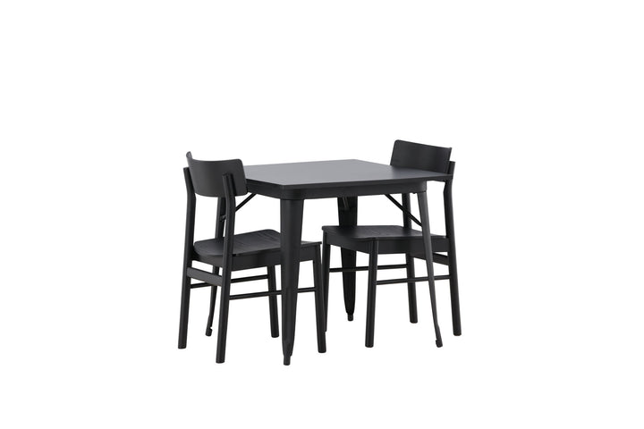 Venture Home Tempe Dining Table - Black / Black MDF +Montros Dining Chair - Natural / Natural Rubberwood _2