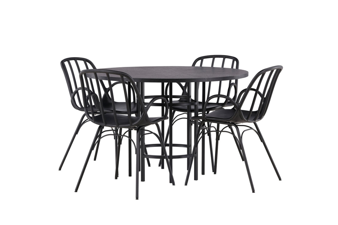 Venture Home Copenhagen Dining Table - Black / Black Veneer +Dyrön Dining Chair - Black Polypropylene _4