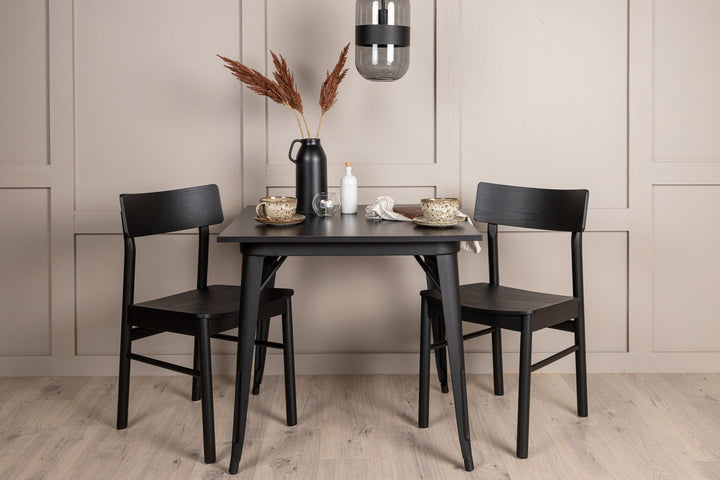 Venture Home Tempe Dining Table - Black / Black MDF +Montros Dining Chair - Natural / Natural Rubberwood _2