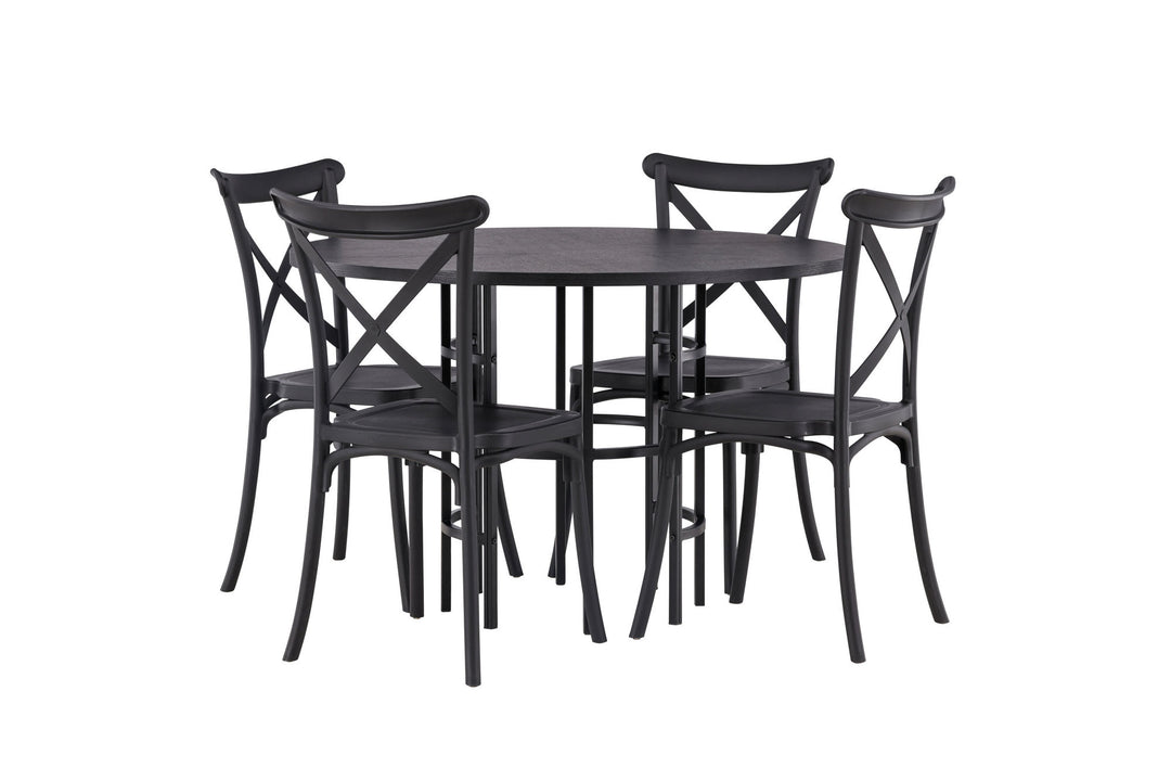 Venture Home Copenhagen Dining Table - Black / Black Veneer +Crosett Dining Chair - Matte Black / Matte Black Plastic _4