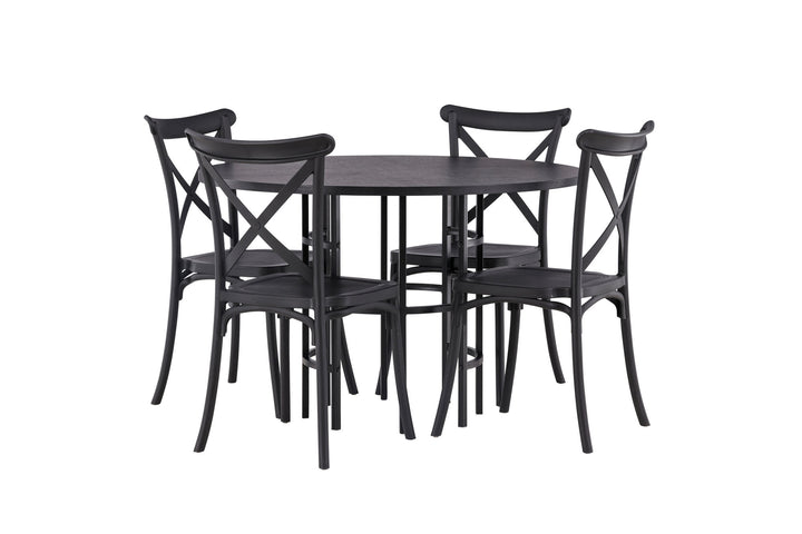 Venture Home Copenhagen Dining Table - Black / Black Veneer +Crosett Dining Chair - Matte Black / Matte Black Plastic _4