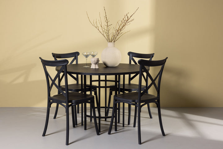 Venture Home Copenhagen Dining Table - Black / Black Veneer +Crosett Dining Chair - Matte Black / Matte Black Plastic _4