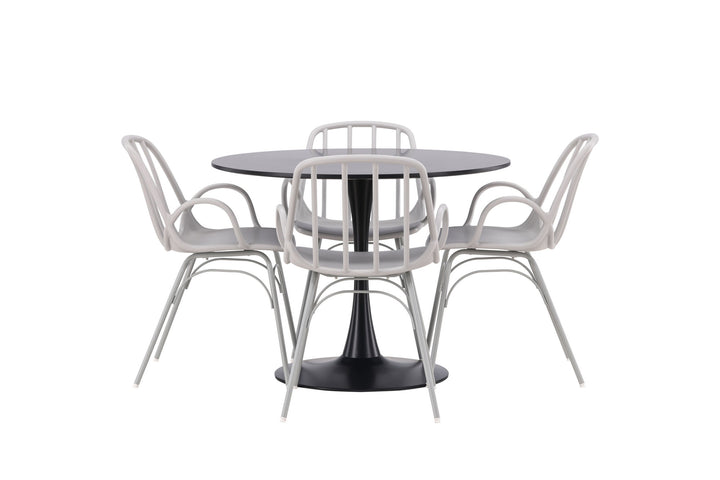 Venture Home Glade Dining Table - Black / Black MDF +Dyrön Dining Chair - Greige Polypropylene _4