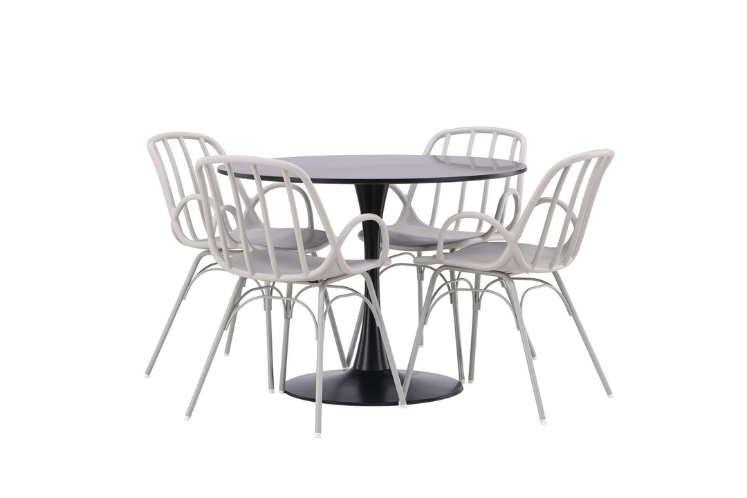 Venture Home Glade Dining Table - Black / Black MDF +Dyrön Dining Chair - Greige Polypropylene _4
