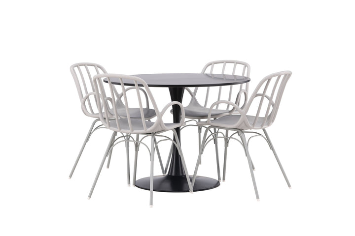 Venture Home Glade Dining Table - Black / Black MDF +Dyrön Dining Chair - Greige Polypropylene _4