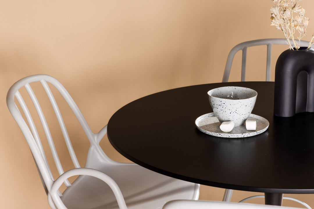 Venture Home Glade Dining Table - Black / Black MDF +Dyrön Dining Chair - Greige Polypropylene _4