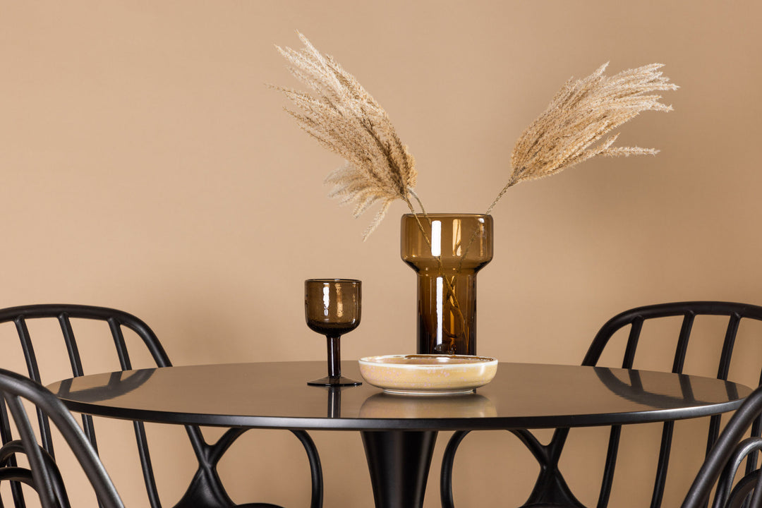 Venture Home Glade Dining Table - Black / Black MDF +Dyrön Dining Chair - Black Polypropylene _4