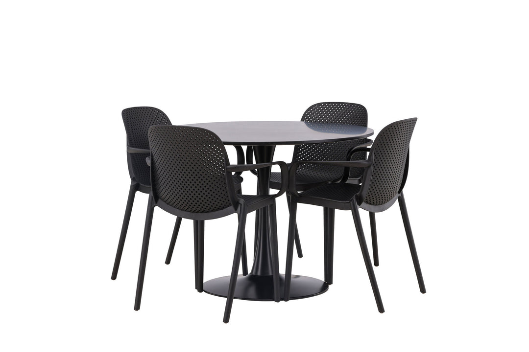 Venture Home Glade Dining Table - Black / Black MDF +Baltimore Dining Chair - Black / Black Plastic _4