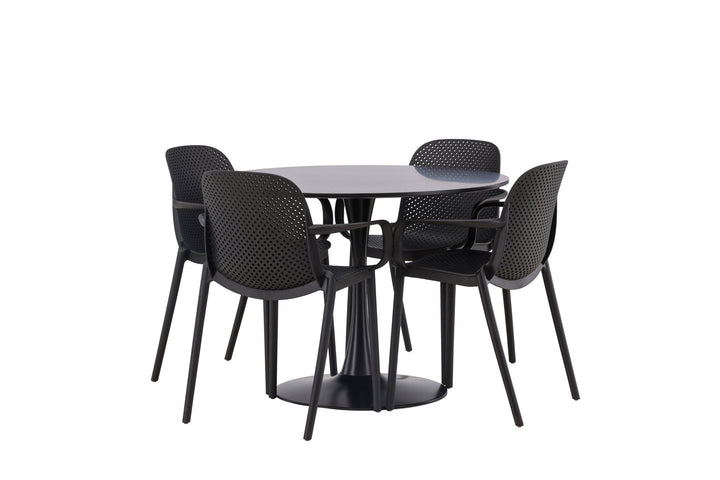 Venture Home Glade Dining Table - Black / Black MDF +Baltimore Dining Chair - Black / Black Plastic _4