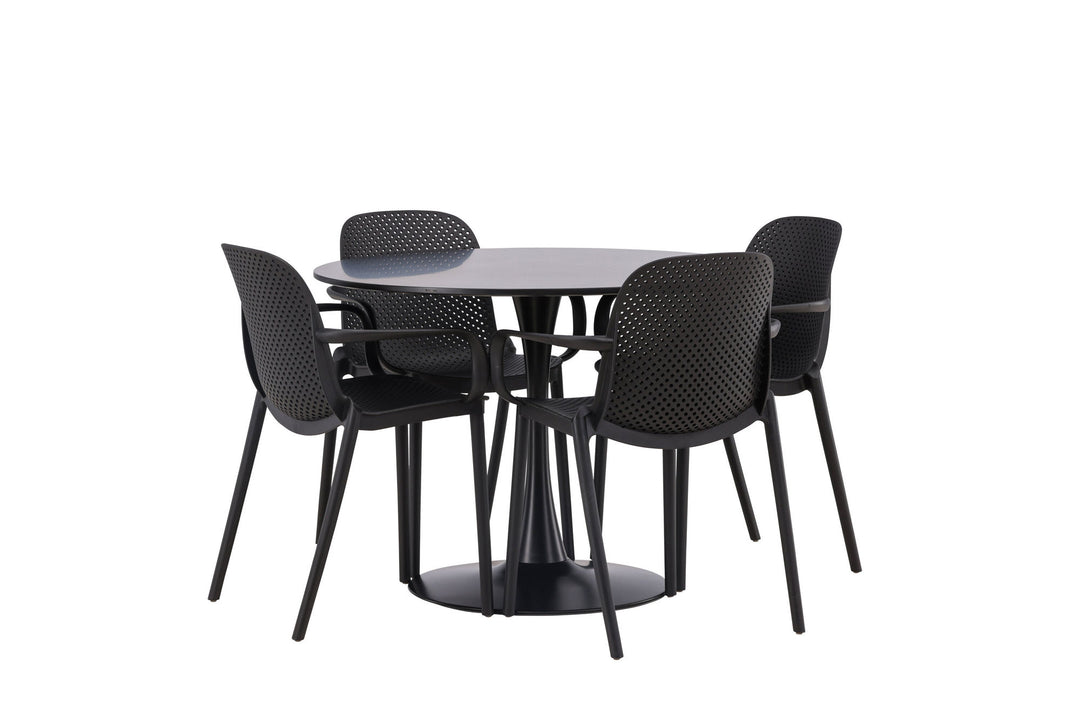 Venture Home Glade Dining Table - Black / Black MDF +Baltimore Dining Chair - Black / Black Plastic _4