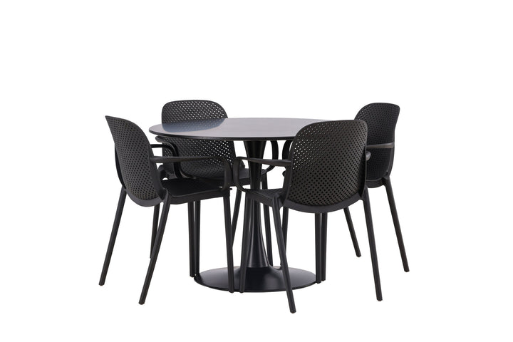Venture Home Glade Dining Table - Black / Black MDF +Baltimore Dining Chair - Black / Black Plastic _4