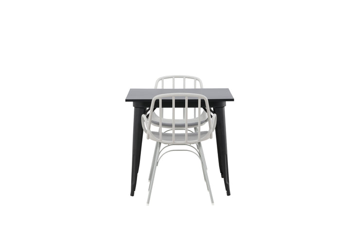 Venture Home Tempe Dining Table - Black / Black MDF +Dyrön Dining Chair - Greige Polypropylene _2
