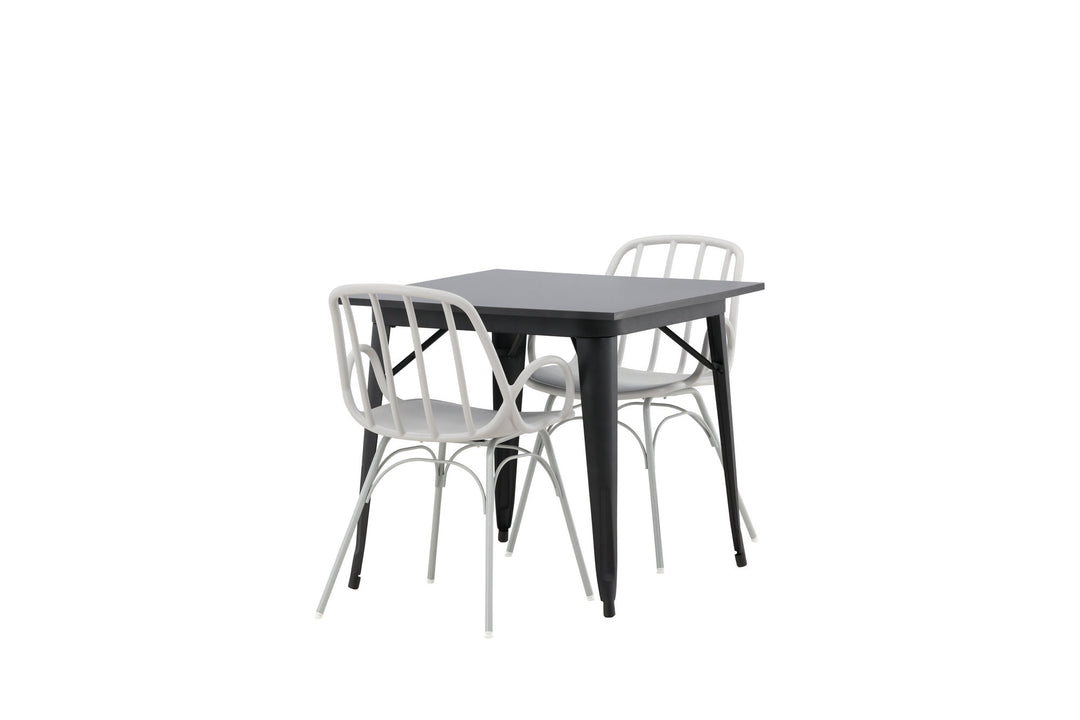 Venture Home Tempe Dining Table - Black / Black MDF +Dyrön Dining Chair - Greige Polypropylene _2
