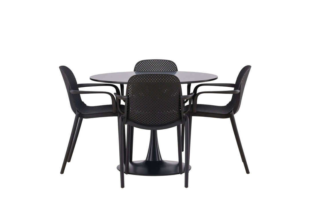Venture Home Glade Dining Table - Black / Black MDF +Baltimore Dining Chair - Black / Black Plastic _4