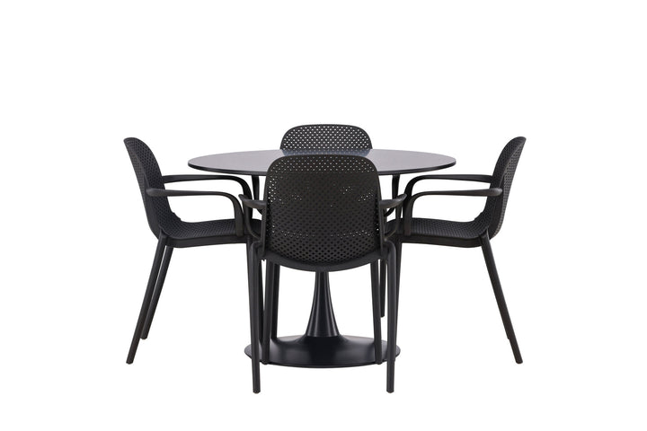 Venture Home Glade Dining Table - Black / Black MDF +Baltimore Dining Chair - Black / Black Plastic _4