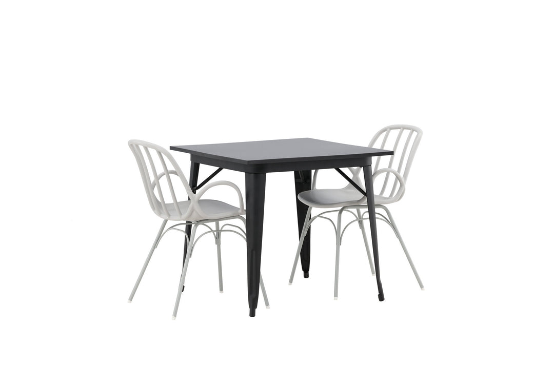 Venture Home Tempe Dining Table - Black / Black MDF +Dyrön Dining Chair - Greige Polypropylene _2