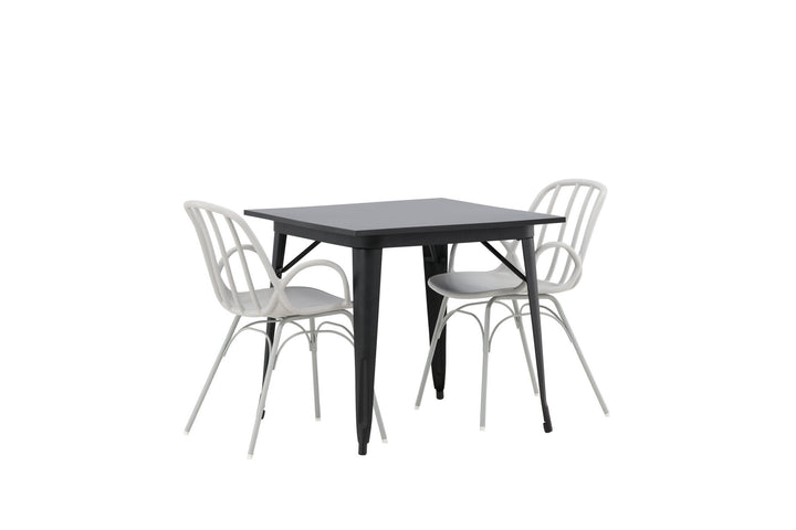 Venture Home Tempe Dining Table - Black / Black MDF +Dyrön Dining Chair - Greige Polypropylene _2