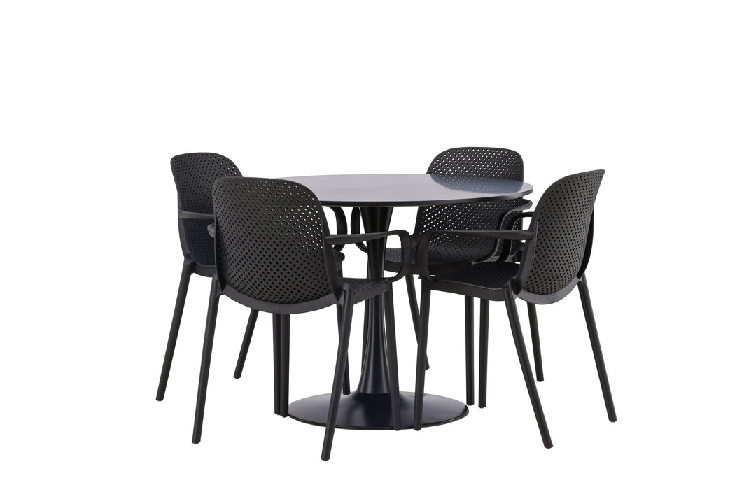 Venture Home Glade Dining Table - Black / Black MDF +Baltimore Dining Chair - Black / Black Plastic _4