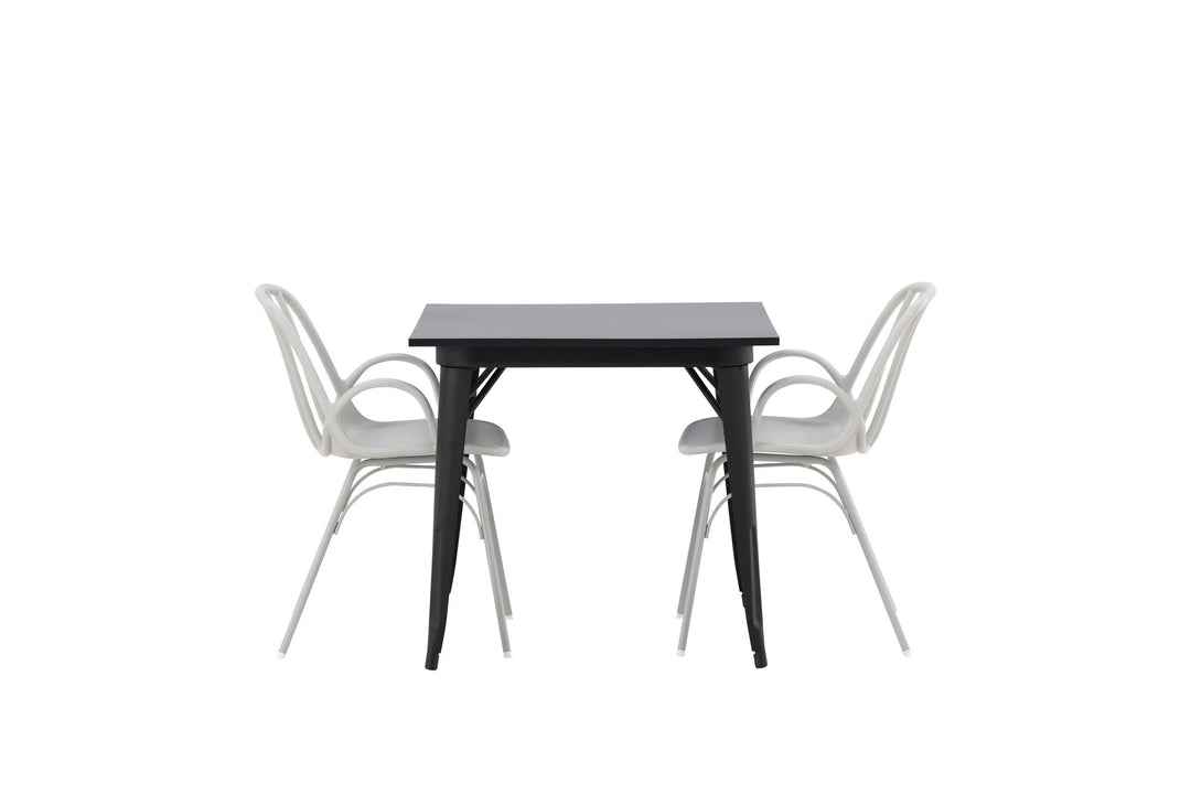 Venture Home Tempe Dining Table - Black / Black MDF +Dyrön Dining Chair - Greige Polypropylene _2