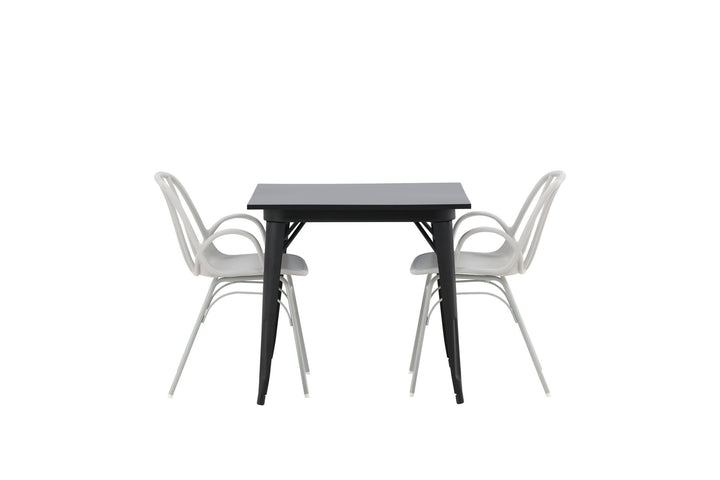 Venture Home Tempe Dining Table - Black / Black MDF +Dyrön Dining Chair - Greige Polypropylene _2