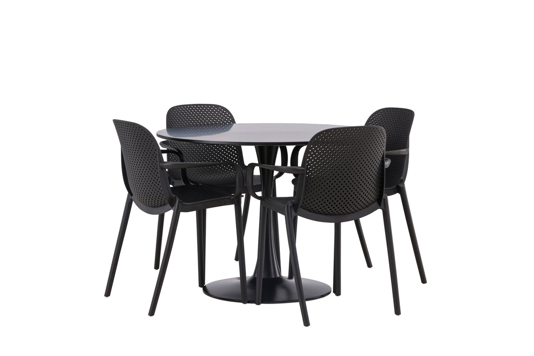 Venture Home Glade Dining Table - Black / Black MDF +Baltimore Dining Chair - Black / Black Plastic _4