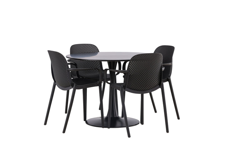 Venture Home Glade Dining Table - Black / Black MDF +Baltimore Dining Chair - Black / Black Plastic _4