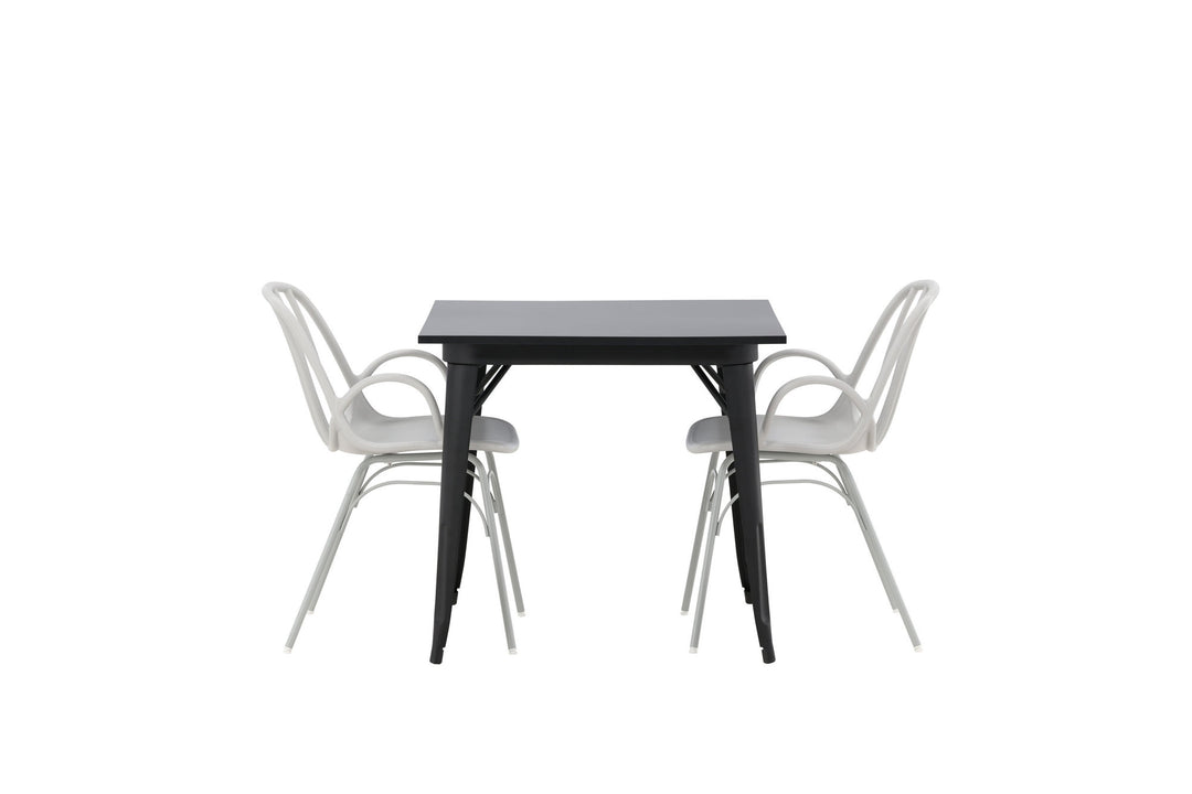 Venture Home Tempe Dining Table - Black / Black MDF +Dyrön Dining Chair - Greige Polypropylene _2