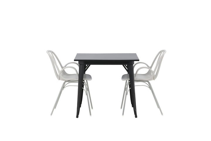 Venture Home Tempe Dining Table - Black / Black MDF +Dyrön Dining Chair - Greige Polypropylene _2