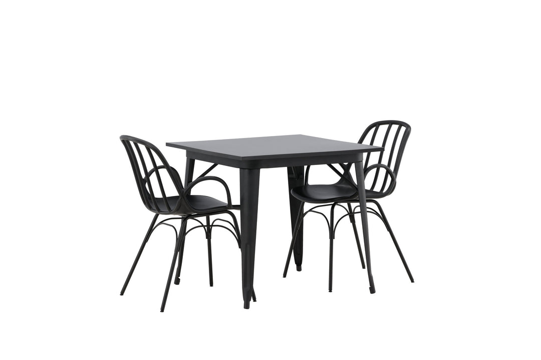 Venture Home Tempe Dining Table - Black / Black MDF +Dyrön Dining Chair - Black Polypropylene _2
