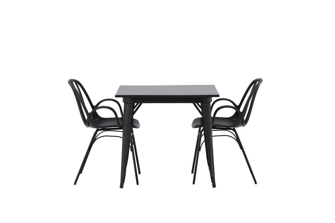 Venture Home Tempe Dining Table - Black / Black MDF +Dyrön Dining Chair - Black Polypropylene _2