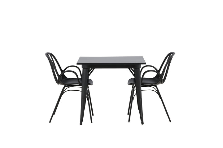 Venture Home Tempe Dining Table - Black / Black MDF +Dyrön Dining Chair - Black Polypropylene _2