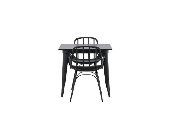 Venture Home Tempe Dining Table - Black / Black MDF +Dyrön Dining Chair - Black Polypropylene _2