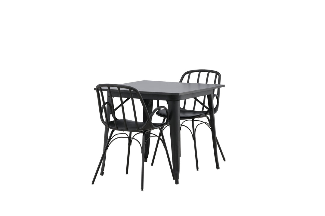 Venture Home Tempe Dining Table - Black / Black MDF +Dyrön Dining Chair - Black Polypropylene _2