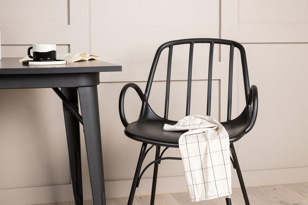 Venture Home Tempe Dining Table - Black / Black MDF +Dyrön Dining Chair - Black Polypropylene _2