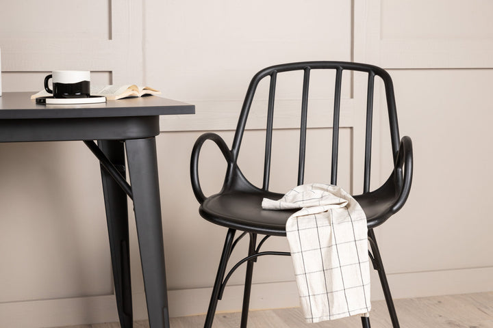 Venture Home Tempe Dining Table - Black / Black MDF +Dyrön Dining Chair - Black Polypropylene _2