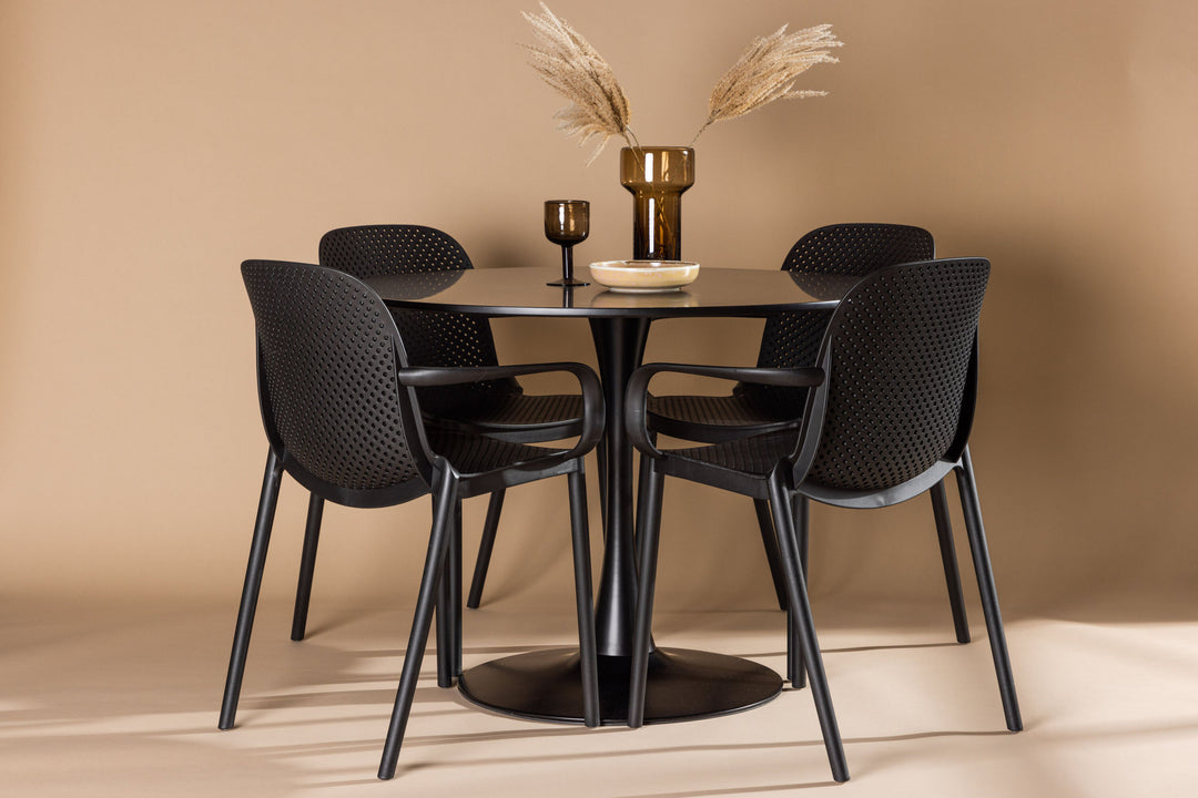 Venture Home Glade Dining Table - Black / Black MDF +Baltimore Dining Chair - Black / Black Plastic _4