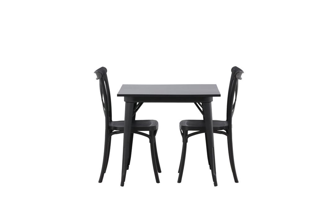 Venture Home Tempe Dining Table - Black / Black MDF +Crosett Dining Chair - Matte Black / Matte Black Plastic _2