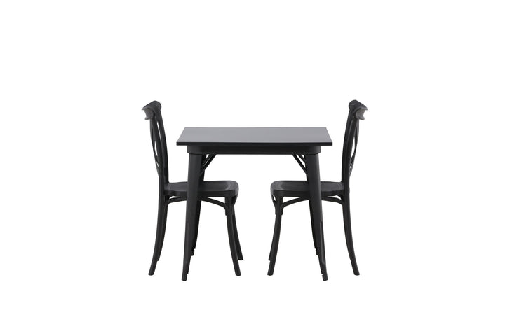 Venture Home Tempe Dining Table - Black / Black MDF +Crosett Dining Chair - Matte Black / Matte Black Plastic _2