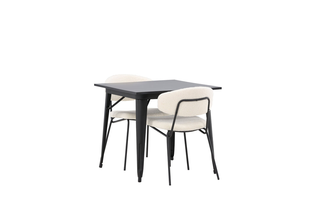 Venture Home Tempe Dining Table - Black / Black MDF +Chico Dining Chair - Black / White Boucle _2
