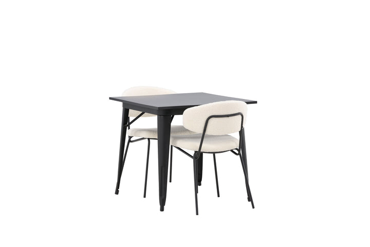 Venture Home Tempe Dining Table - Black / Black MDF +Chico Dining Chair - Black / White Boucle _2