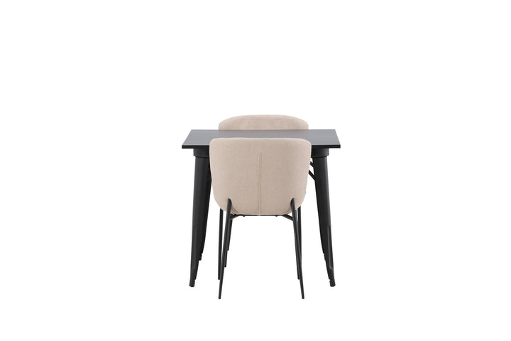 Venture Home Tempe Dining Table - Black / Black MDF +Modesto Dining Chair - Beige / Beige Boucle _2