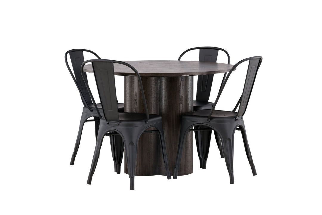 Venture Home OliviaDiningTable-Mocca/MoccaVeneer+TempeDiningChair-Matteblack/Metal_4