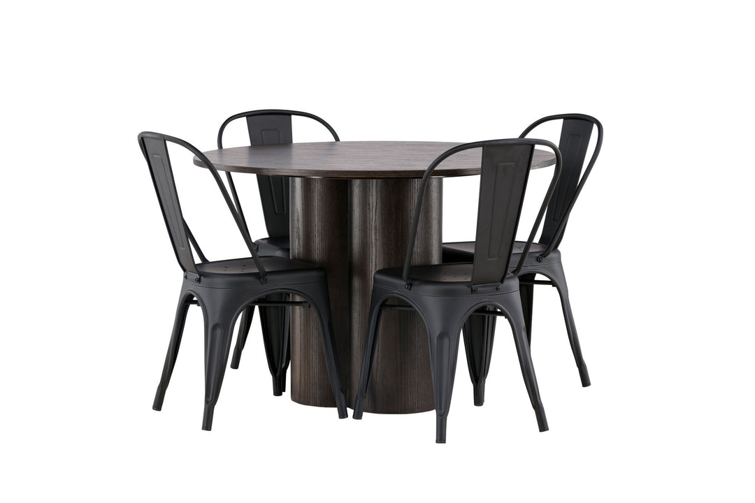 Venture Home OliviaDiningTable-Mocca/MoccaVeneer+TempeDiningChair-Matteblack/Metal_4