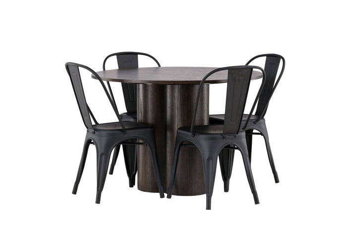Venture Home OliviaDiningTable-Mocca/MoccaVeneer+TempeDiningChair-Matteblack/Metal_4