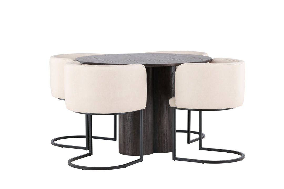Venture Home OliviaDiningTable-Mocca/MoccaVeneer+SimrishmanDiningChair-Black/BeigeTC-fabric_4
